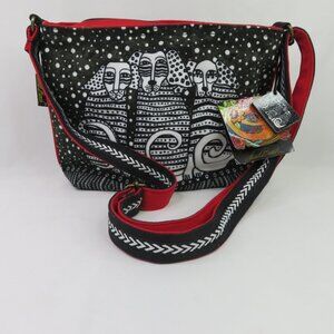 Laurel Burch Canine Clan Cross Body Purse Black White Dog Shoulder Bag Handbag